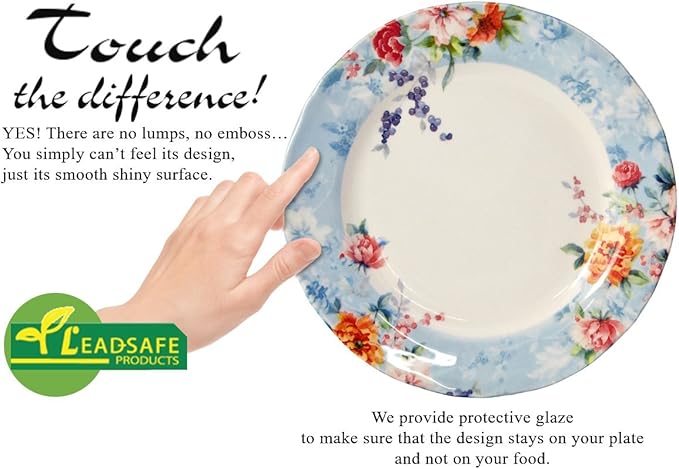 Tudor 16-Piece Premium Quality Round Porcelain Dinnerware Set, Service for 4 - Country Farmyard, See 10 Designs INSIDE!