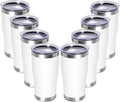 DOMICARE 20oz Tumbler with Lid Stainless Steel Tumblers Bulk, Double Wall Vacuum Insulated Coffee Travel Mug Powder Coated Tumbler, 8 Count (Pack of 1) White