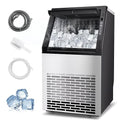 Commercial Ice Machine, 99LBS/Day Stainless Steel Freestanding Large Ice Maker, 36 Cubes in 11Mins, 24H Timer, Self-Cleaning, Ideal for Restaurant, Bars, Home and Offices