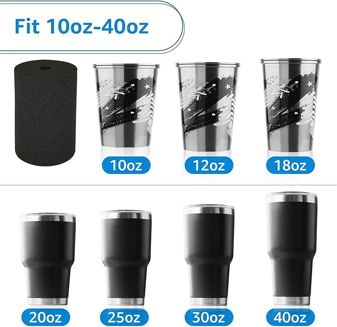 LANIAKEA Cup Turner Foam, 12PCS Cup Turner Foam Inserts Fit 10oz-40oz Tumbler Crafting, Black Tumbler Turner Inserts for 3/4 Inch PVC Pipe
