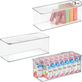 iDesign Plastic Stackable Hinged-Lid Storage Box for Kitchen, Bathroom, or Office - Set of 3 - Clear