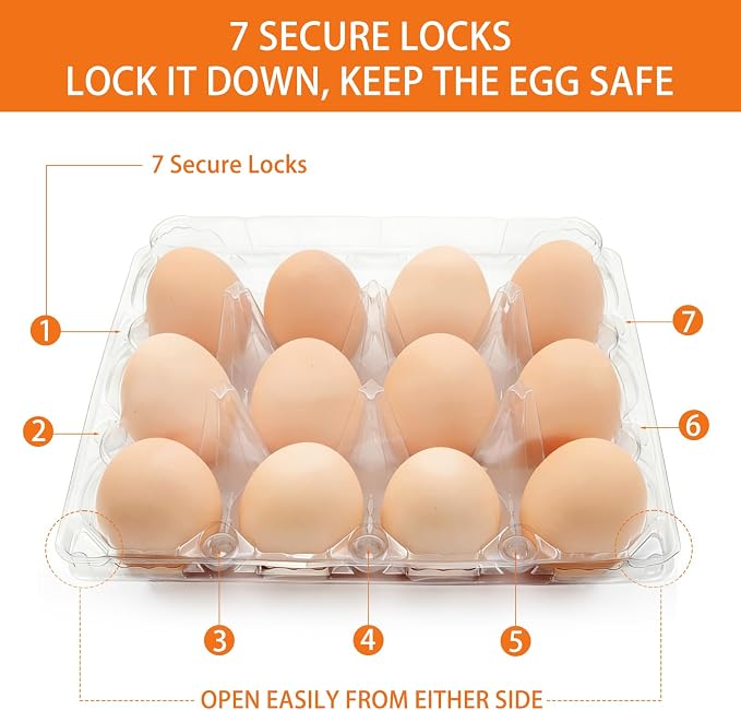 100 Pack 3x4 Plastic Egg Cartons Bulk 12 Count Clear, Reusable Stackable Dozen Chicken Eggs Containers Holders for Storage, Family, Farm Markets and Commercial Display