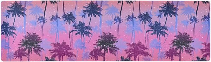 2-in-1 Table Runner Trivet for Hot Dishes Heat Resistant Hot Plate Mat Pad 39x12 Inch Waterproof Table Protector Trivets for Countertop Decorative Gradient Dotty Palm Trees