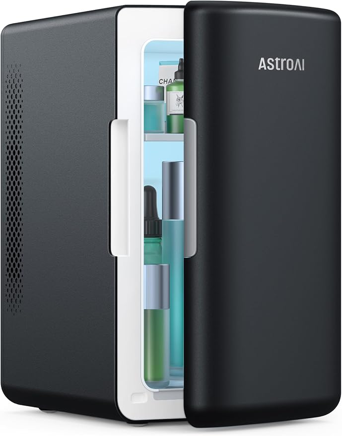 AstroAI Mini Fridge 2.0 Gen, 6 Liter/8 Cans Compact Small Refrigerator, Makeup Skincare Cooler & Warmer, Energy Efficient & Quiet, 110V AC/12V DC Portable for Bedroom, Car, Office&Dorms (Dark Grey)
