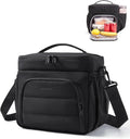 BAGSMART Puffy Insulated Lunch Bag, Lightweight Large 14L Double Deck Lunch Box for Women, Soft Cooler Tote for Office Work Travel Camping with Stretch Side Pockets Fits 40 oz Bottle, Black