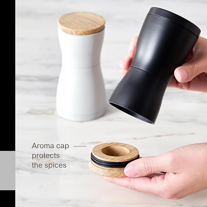 AdHoc Twin Salt and Pepper Mill Gift Set - Salt & Pepper Grinder for Gourmet Seasoning - Adjustable Manual Grinder for Fine to Coarse Spices