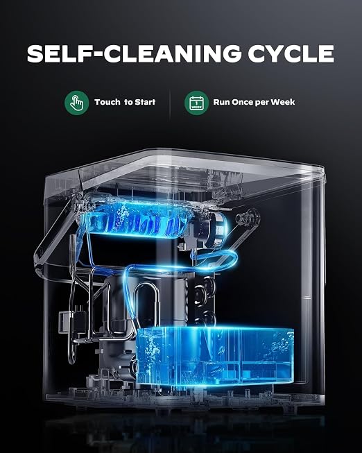 Silonn Countertop Ice Maker with 2.5L Expandable Ice Basket & 1.8L Water Tank, 9 Bullet Ice in 6 Mins, Portable Ice Makers, LED Touch Control, Self-Cleaning, 2 Ice Sizes for Home Kitchen Office