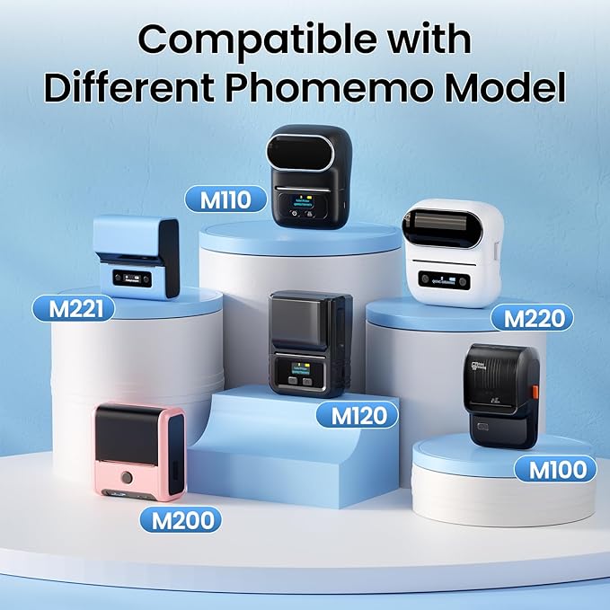 Phomemo [3x230 pcs] Labels Square Series, 3 Rolls 1.57''x1.18'' (40x30mm) M110 M100 M220 M221 Labels, White, 230 Pieces/Roll, Also Support Phomemo Thermal Shipping Printer
