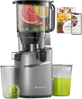 AMZCHEF Cold Press Juicer Machine, 5.8" Wide Chute for Whole Fruits & Vegetables, Self-Feeding Slow Masticating Juicer, 3-in-1 for Juice, Nut Milk & Sorbet, Triple Filtration, Easy Clean