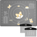 Silicone Baking Mat and Pastry Scraper, Ourokhome Dough Kneading Mat with Measurement and Conversion Chart, Ourokhome Stainless Steel Pizza Cutter for Kitchen Baking