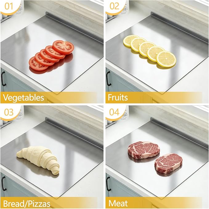 Huge 304 Stainless Steel Cutting Board Counter Protector, Extra Large Metal Cutting Boards for Kitchen, Chopping Board for Meat, Veggies, Fruits, Bread and Kneading Non Toxic (19.6"×31.5"(50×80cm))