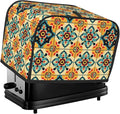 Brown Boho Tile Toaster Cover 2 Slice, Cute Rural Bread Machine Cover, Washable Dust-Proof Cover for Kitchen Small Appliance Cover,with Top Handle