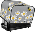 Toaster Cover 4 Slice Cute Bee Daisy Floral Waterproof Appliance Cover with Hang Loop Bread Baker Toaster Cover for Kitchen