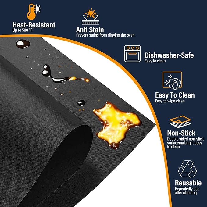 75"x39" Teflon Liner Roll for Ovens, Stovetops & Grills - Cut to Custom Fit - Versatile Non-Stick Teflon Mat, Can Use As Oven Liner, Grill Mat, Stovetop Cover, Baking Sheet