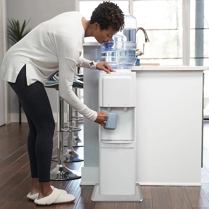 Water Cooler Mat, 24x16 Inch Silicone Drip Tray with Raised Edge, Non-Slip Appliance Protector Pad for Hardwood Floors & Carpets, Kitchen, Pet Feeding Area, Door Entry - Easy Clean (Gray）