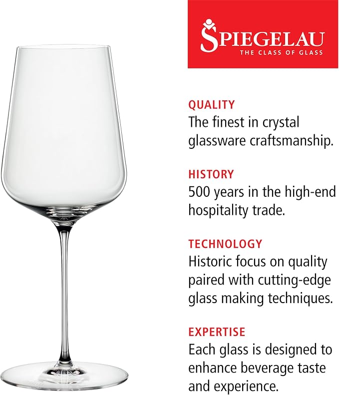 Spiegelau Definition Crystal Universal Wine Glasses for Red and White Wines, Durable Drinking Glasses for Housewarming, Birthday Party, Wedding Gifts, Home Bar, Elegant Glassware, 19 oz, Set of 2