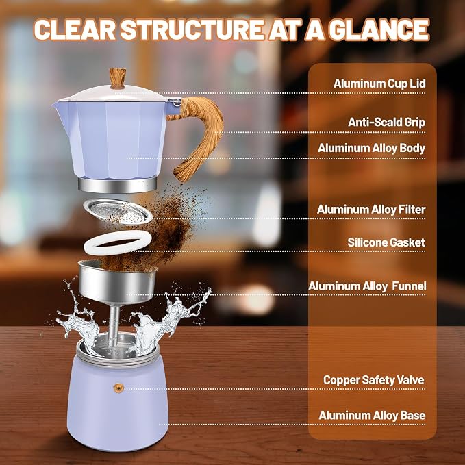 9 Cup Aluminum Espresso Stovetop Moka Pot Express Coffee Maker Percolator Italian Classic Mocha Coffee Machine for Italian and Cuban Cafe Brewing for Home & Camping 450ml 15oz