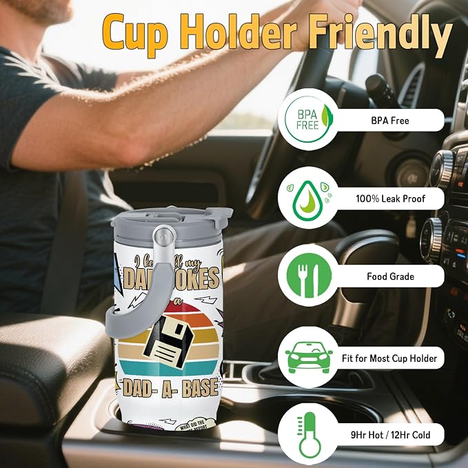 8 Pack 30oz Sublimation Tumbler with Handle, Sublimation Flip Straw Tumbler with Portable 2-in-1 Lid, Stainless Steel Insulated Water Bottle, Leak Proof Travel Coffee Mug Cup for Home, Outdoor or Car