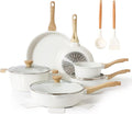 SENSARTE Nonstick Ceramic Cookware Set 16-Piece, Healthy Pots and Pans Set, Non-toxic Kitchen Cooking Set with Stay-Cool Handles, Silicone Utensils and Pot Protectors, PFAS/PTFE/PFOA Free