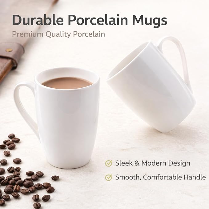 GBhome 12 OZ Off White Coffee Mugs, Ceramic Coffee Cups Set with Large Handle for Man, Woman, Light Weight Coffee Mugs for Latte/Cappuccino/Cocoa/Milk, Dishwasher & Microwave Safe, 36 pcs