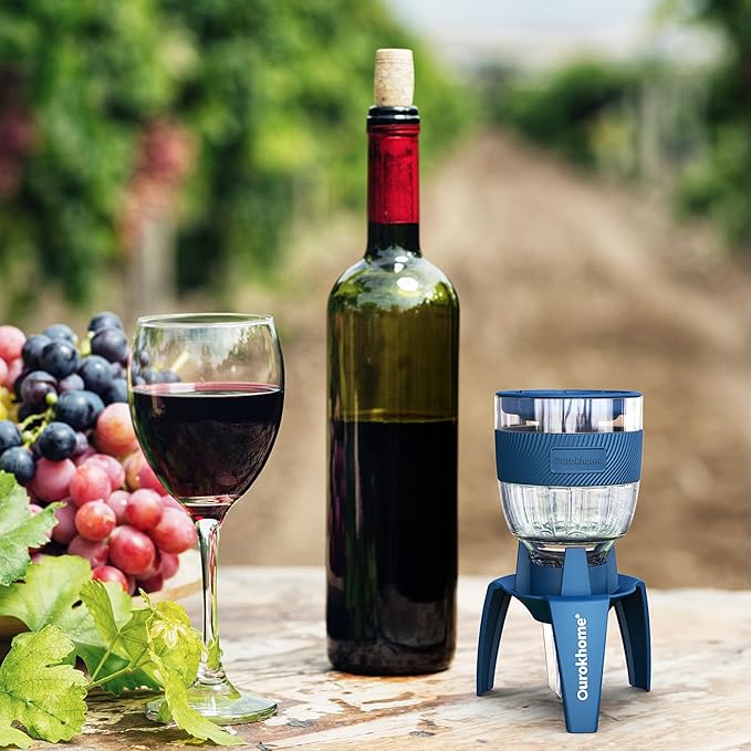 Ourokhome Wine Aerator Pourer - Decanter Spout, Premium Decanter for Red Wine，Designed for All Glasses, Improve Flavor, Enhance Bouquet Aerating Pourer (Blue)