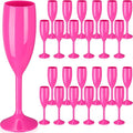 Maxcheck 24 Pcs Champagne Flutes Bulk Acrylic Toasting Drinking Flute Unbreakable Goblet Champagne Cups 6 oz Plastic Wine Glasses for Mother's Day Wedding Bridal Shower Anniversary Party (Hot Pink)