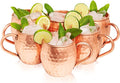 Kitchen Science Premium Hammered Copper Moscow Mule Mugs Set of 6 | Food-Graded-Lacquer Coating | Thick Wall- Cocktail Cups with Welded Handles | Ideal for Cocktails, Beer & Gifting