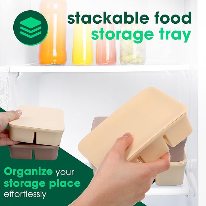Mimorou 3 Pack Baby Food Freezer Tray with Lids 2.8 oz x 12 Cups Silicone Baby Food Storage Container Ice Cube Freezer Molds for Homemade Vegetable Fruit Purees Snack(6 Cups,White, Yellow, Brown)