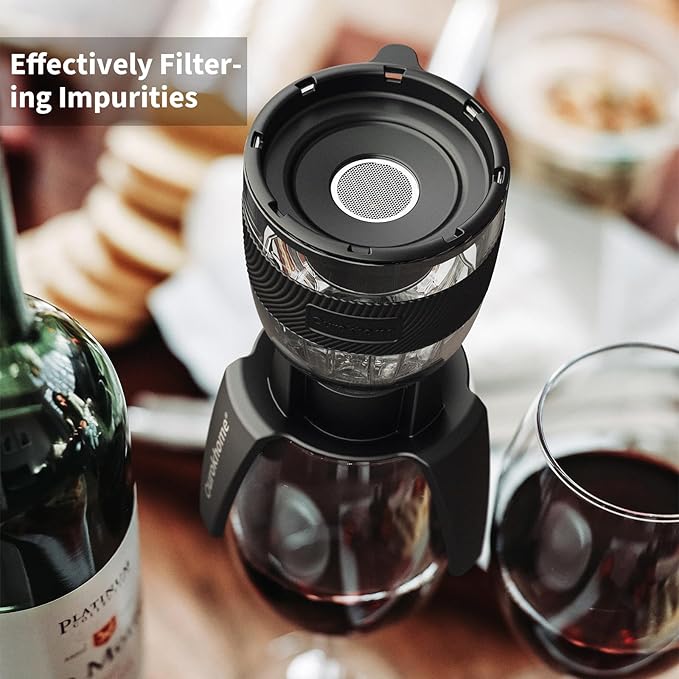 Ourokhome Wine Aerator Pourer - Decanter Spout, Premium Decanter for Red Wine，Designed for All Glasses, Improve Flavor, Enhance Bouquet Aerating Pourer (Black)