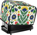Mexican Folk Flowers Toaster Cover 2 Slice, Cute Rural Bread Machine Cover, Washable Dust-Proof Cover for Kitchen Small Appliance Cover,with Top Handle