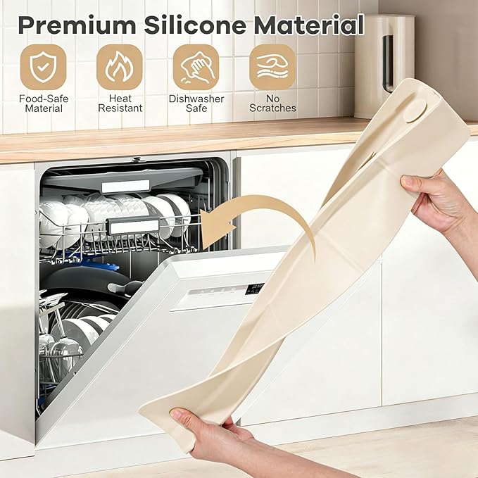 Sink Splash Guard with Suction Cups, 23", Silicone Water Guard for Kitchen & Bathroom, Faucet & Countertop Protector, Easy Install, Dishwasher Safe, Cream