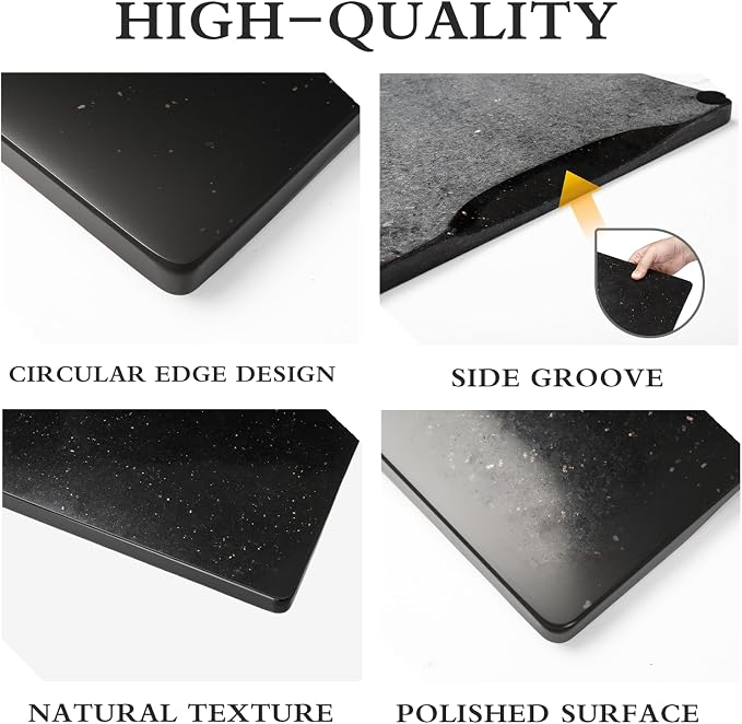 Large Marble Cutting Board for Kitchen 16x20 Inch- Stone Granite Cutting Board | Multi-Functional Marble Pastry Board for Cheese,Charcuterie - Wedding Gift, House Warming (Black16x20)