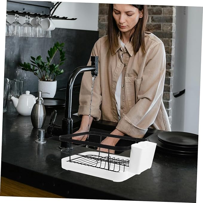 OUNONA Collapsible Dish Drying Rack Large Space-Saving Bowl Plate Rack Dish Drainer for Kitchen Counter