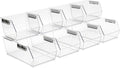 HOMESTEAD Set of 8 Stackable Storage Bins, 4 Large + 4 Small Clear Plastic Organizer Bins, Open Front Design for Kitchen Pantry, Fridge, Cabinet, Bathroom Organization and Bulk Snack Storage