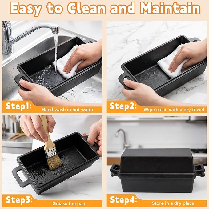 9×5 Inch Cast Iron Loaf Pans with Lids Even Heat Distribution for Baking Bread, Non-Stick Bread Pans for Homemade Sandwich and Sourdough Bread