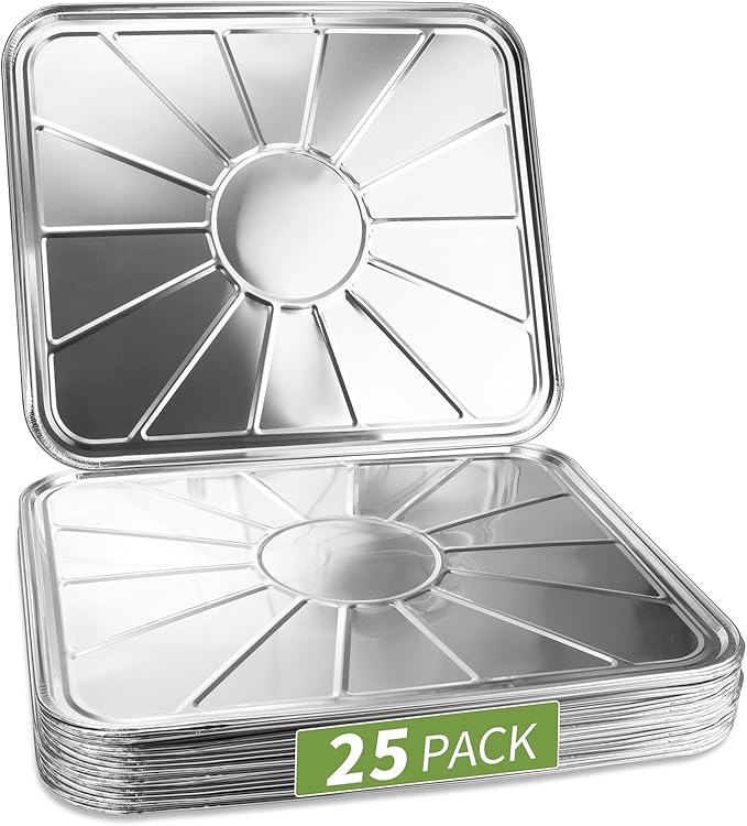 25 Pack Disposable Foil Oven Liners, 21 x 18 Inch Aluminum Foil Liners for Electric Oven & Gas Oven, Extra Large Oven Drip Pan Tray for Baking, Roasting, Grilling & Cooking