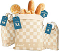 3-Pack Reusable Beeswax Bread Bags (XL, M, S) - Organic Cotton Beeswax Bread Storage Bag for Homemade Bread & Sourdough Freezer-Safe, Breathable & Freshness Support - Eco-Friendly Bread Bag