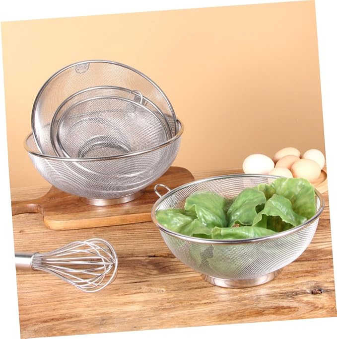 Cabilock Stainless Steel Rice Washing Strainer Fine Mesh Kitchen Colander for Vegetables and Fruits and Compact Design for Easy Storage for Home Cooking