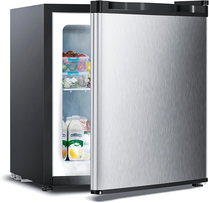 Electactic 1.1 Cu.ft Upright Freezer, Small Mini Freezer with Adjustable Thermostat, Removable Shelves, Reversible Single Door, for Bedroom/Home/Dorms/Apartment, Silver