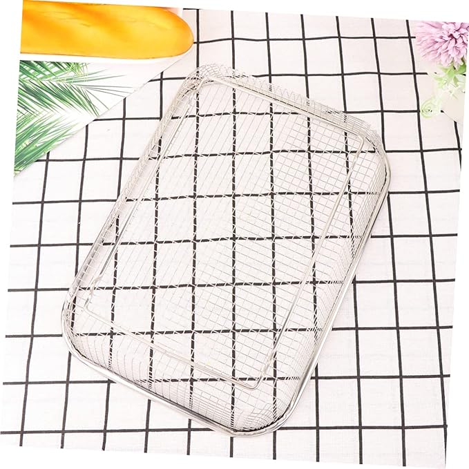 Stainless Steel Drain Basket 13X9.4X2.75 Inch Rectangular Kitchen Colander Multi-Purpose Fruit and Vegetable Strainer Holder for Washing and Storage