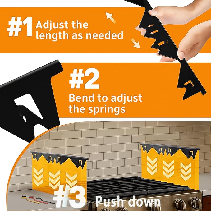 Stove Gap Covers Stainless Steel 2PC(0.08"–0.7" W,13.8"–27.5" L)+30"(2×15") Silicone Magnetic Stove Shelf+4PC Gas Burner Covers|Heat Resistant Non-Stick Range Accessories,Bonus Cleaning Brushes