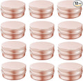 2 Ounce Aluminum Tin Jar with Screw Cap 60mL Tin Cans Refillable Containers for Cosmetic, Lip Balm, Cream, Lotion, Balms, Spices, Salve, Rose Gold 12 Pcs.