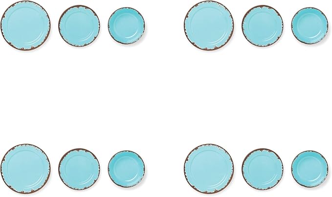 Fox Run Melamine Dinnerware Set Teal, 10"