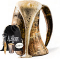 AleHorn Viking Horn Mug, Shot Glass and Bottle Opener Bundle – Handcrafted Natural Ox Horn Tankard for Ale, Mead & Beer – Authentic Medieval Mug – Unique Gift for Men