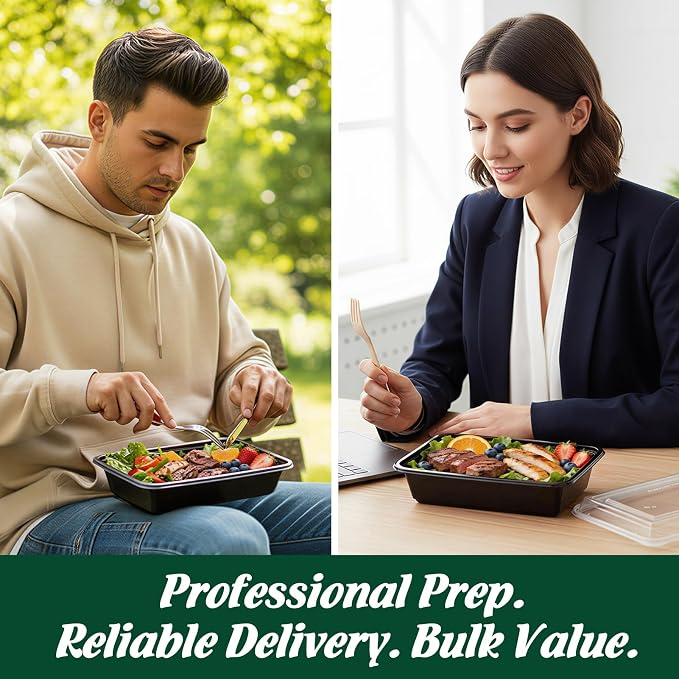 32oz 100 Pack(200 Piece) Meal Prep Containers Reusable Sturdy Food Storage Containers with Lids Microwave,Freezer,Dishwasher Safe Leakproof Airtight Plastic Bento Lunch Boxes for To Go Take Out