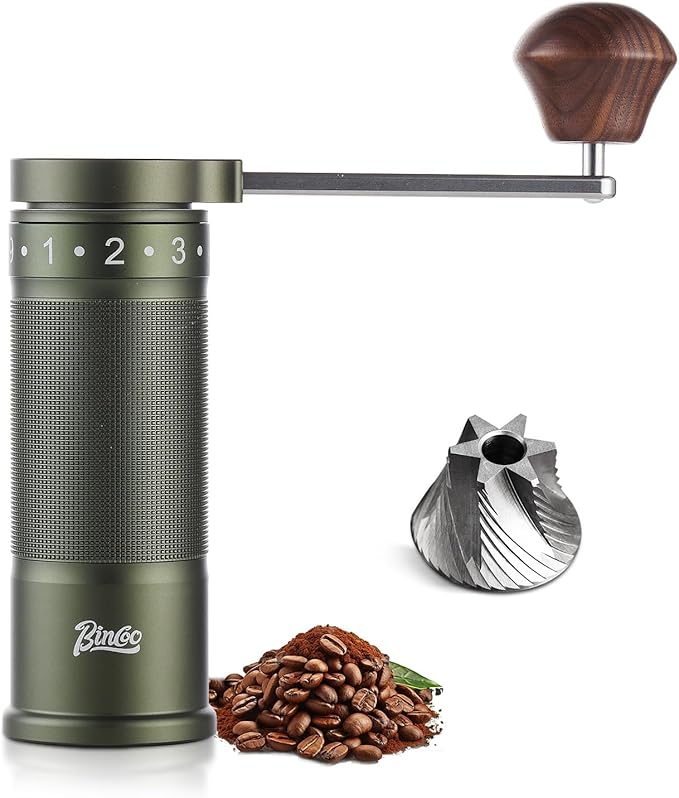 Bincoo Manual Coffee Grinder Manual Foldable Handle– Espresso Hand Coffee Grinder Burr,Compact and Portable for Home/Travel/Camping(Green)