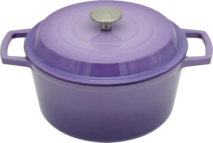 4.2 Quart Cast Iron Dutch Oven with Lid - Enameled Non-Stick Interior, Oven Safe to 500°F, Multi-Stovetop Compatible – Violet