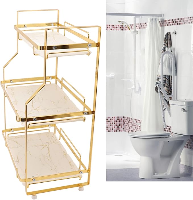 Bathroom Standing Rack, 3 Tier Bathroom Storage Shelf, Floor Storage Shelf, Bathroom Organizers and Storage, Home Storage Holder for Makeup Perfume(3 Tier)