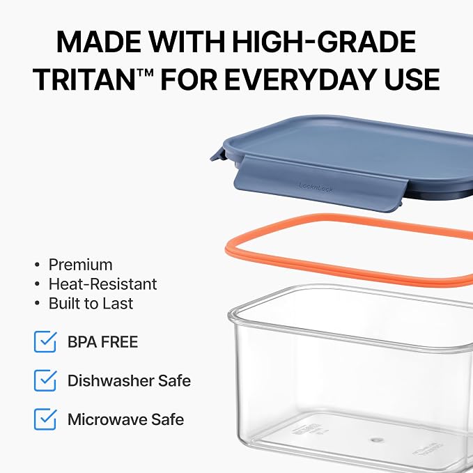 LocknLock Tritan Plastic Bisfree Modular Plus Food Storage Container Set,14 set (7 containers & 7 Lids)- Navy