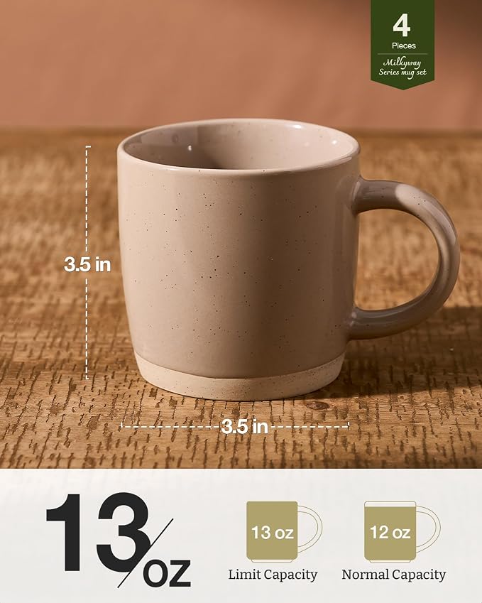 famiware Coffee Mugs for 4, 13 oz Mug Set, Dringking Cup with Handle for Coffee, Tea, Cocoa, Milk, Milkyway Serise, Multi-color